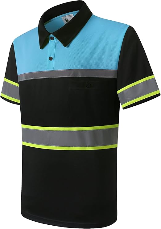 Hi Visibility Polo Shirts with Black