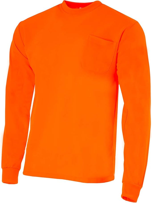 Fluorescent Orange Long Sleeved Plain T-Shirt