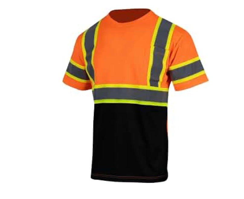 Hi vis Orange Lime Mix Shirt with black at bottom
