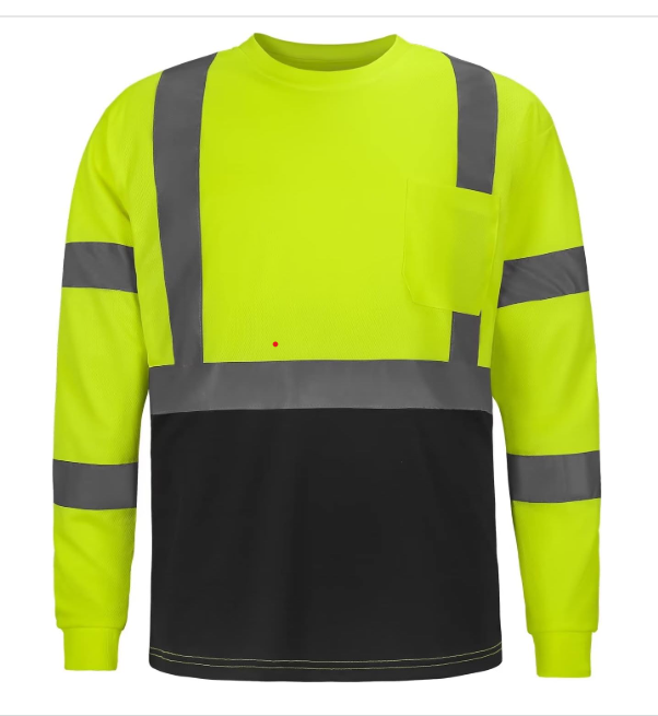Hi Visibility, Long Sleeve Shirt with Black