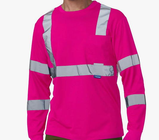 Hi  Visibility Long Sleeve T-Shirt- Pink