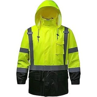 Hi Vis Jacket Heavy Duty Lime/ Black