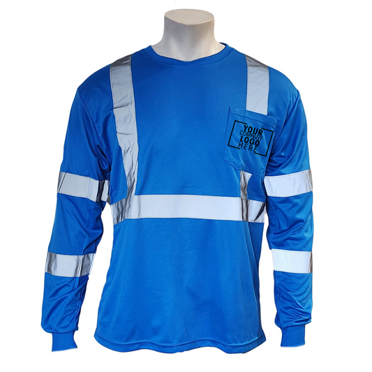 Hi Visibility Long Sleeve Blue T-Shirt