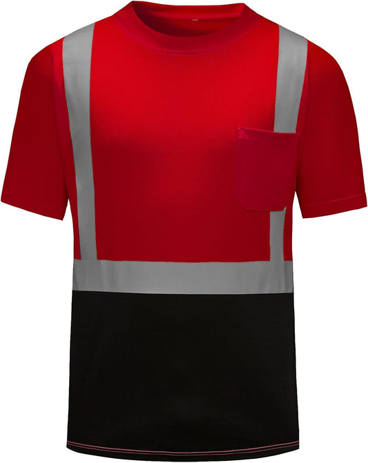 Hi Visibility Short Sleeve Shirt- Red & Black