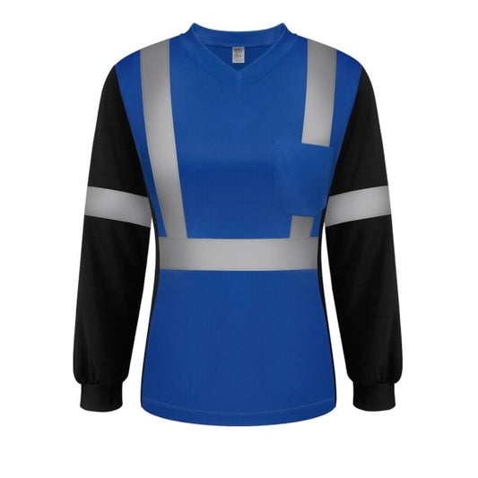 Hi Visibility, Long Sleeve Shirt -Blue/Black