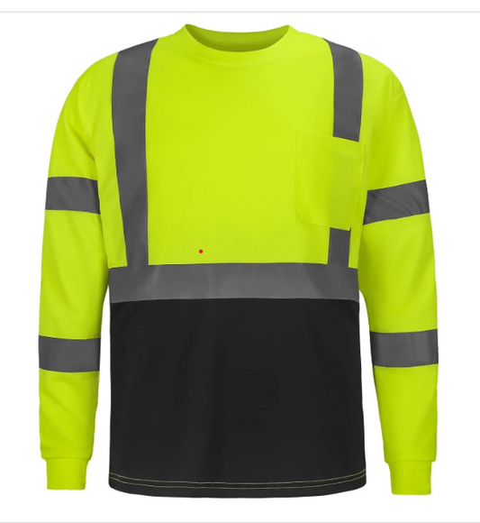 Hi Visibility, Long Sleeve Shirt with Black