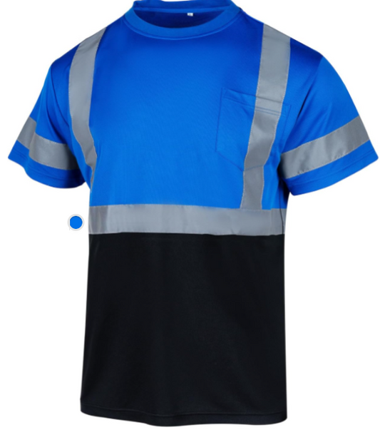 Hi Visibility Short Sleeve Shirt -Blue & Black