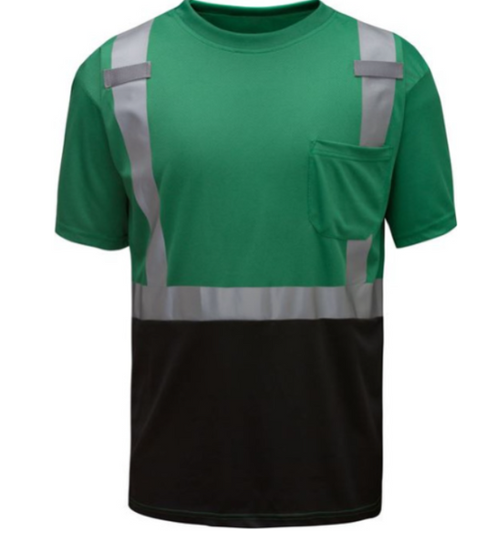 Hi Visibility Short Sleeve Shirt-Green & Black